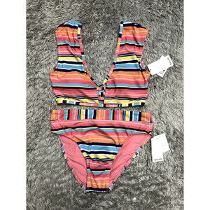 Splendid Juicy Fruit Striped Bikini Top Size SM And Bottom Size XS $185